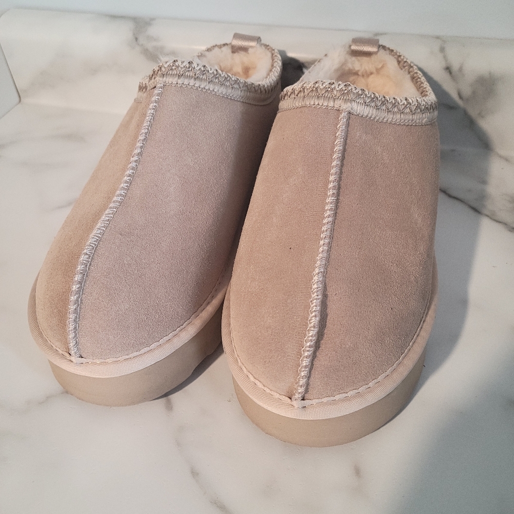 Cozy Tan Suede Slippers